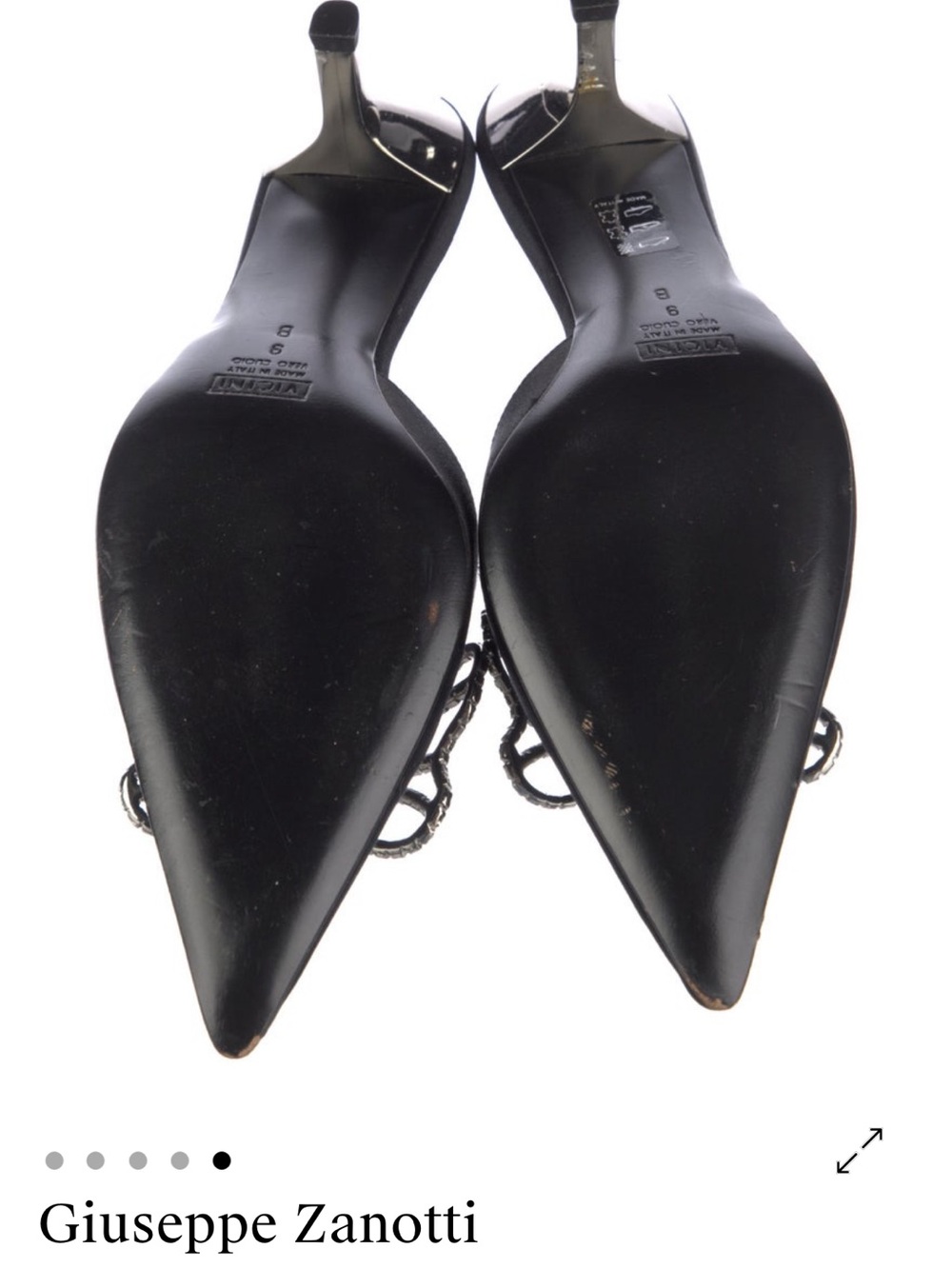 Giuseppe Zanotti Black Satin Pointed Heel with Crystal Butterfly Accent - Picture 5 of 5